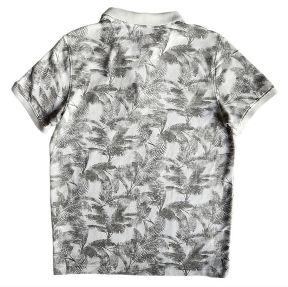 Van Heusen Mens Never Tuck Palm Tree Polo Shirt | White + Gray Size M 5027131131 - Picture 2 of 9